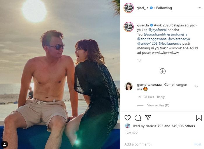 Postingan Gisel ditengah kebahagiaannya liburan bersama kekasih
