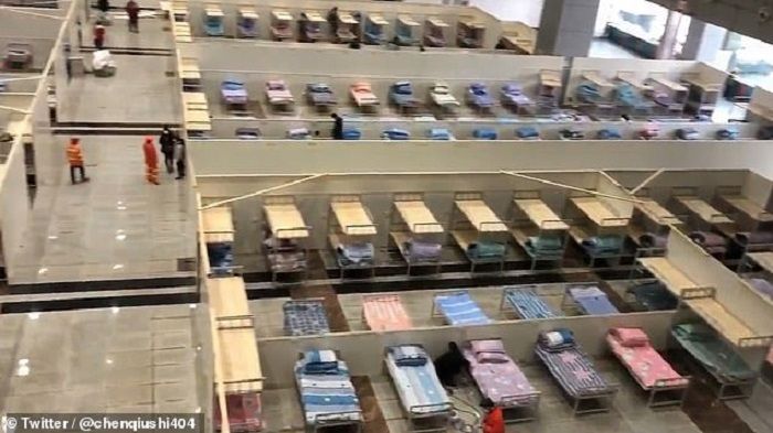 Kondisi tempat tidur rumah sakit yang masih pada tahap pembangunan