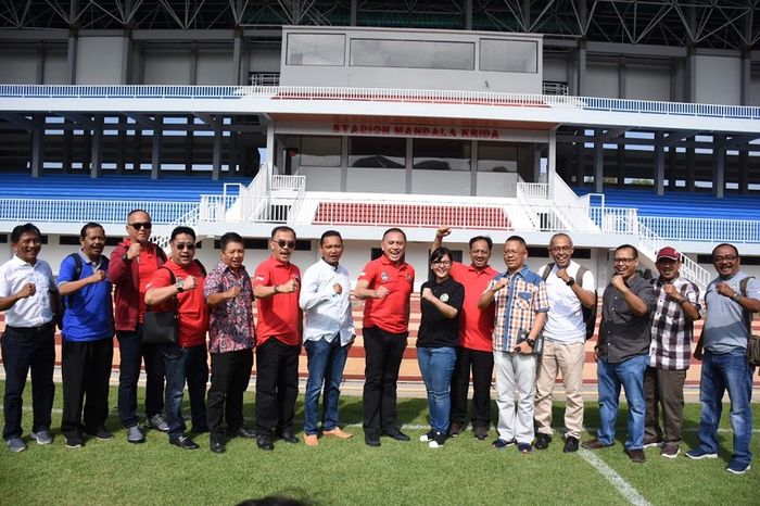 Inspeksi PSSI di Stadion Mandala Krida, Yogyakarta, Sabtu (8/2/2020).