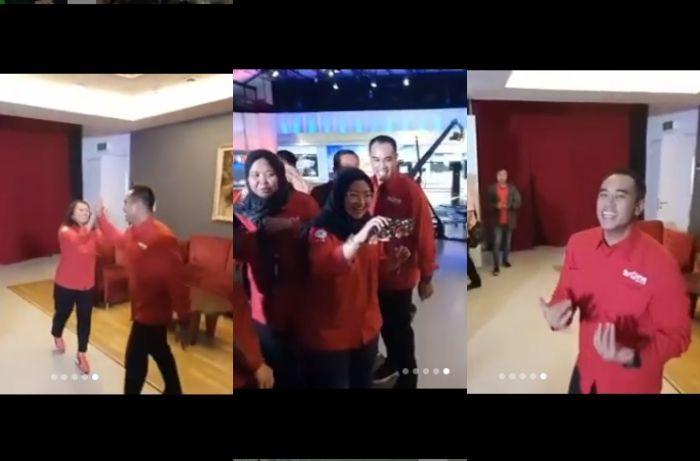 Ardi Bakrie asyik main Tik Tok bareng karyawannya.