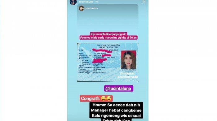 Story Intagram Lucinta Luna mengenai identitasnya 

