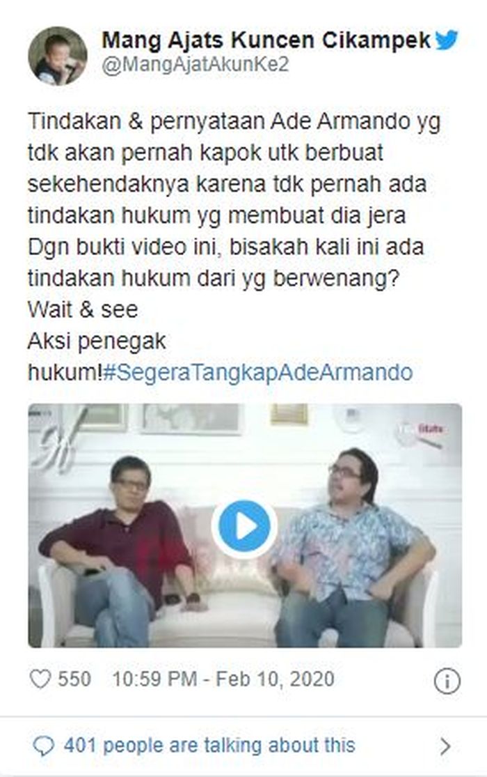 Segera Tangkap Ade Armando jadi Trending Topik di Twitter ...