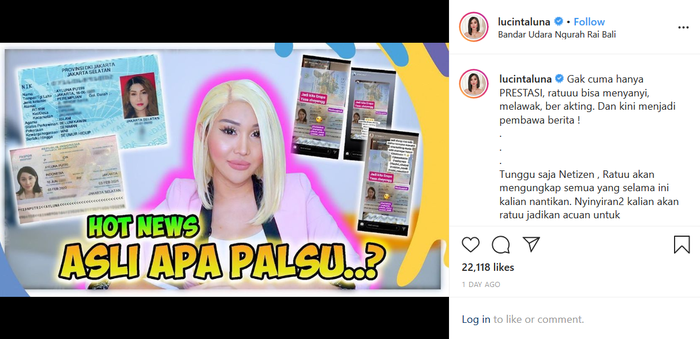 Postingan terakhir Lucinta Luna sebelum dibekuk polisi