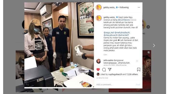 Gebby Vesta unggah foto dugaan <a href='https://pontianak.tribunnews.com/tag/lucinta-luna' title='Lucinta Luna'>Lucinta Luna</a> terjerat <a href='https://pontianak.tribunnews.com/tag/narkoba' title='narkoba'>narkoba</a> 