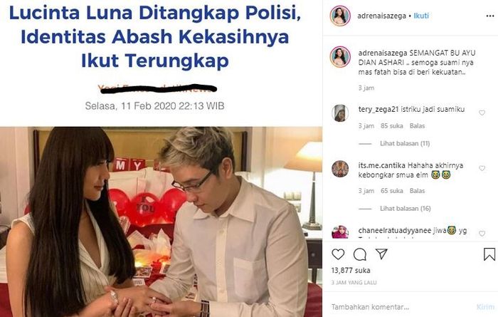 Mantan manajer Lucinta Luna berikan sindiran pedas untuk Abash.