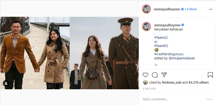 Unggahan Annisa Pohan di Instagram.