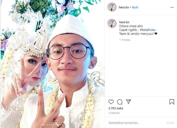 Pasangan pengantin yang viral menikah usai kenalan 24 jam di Instagram