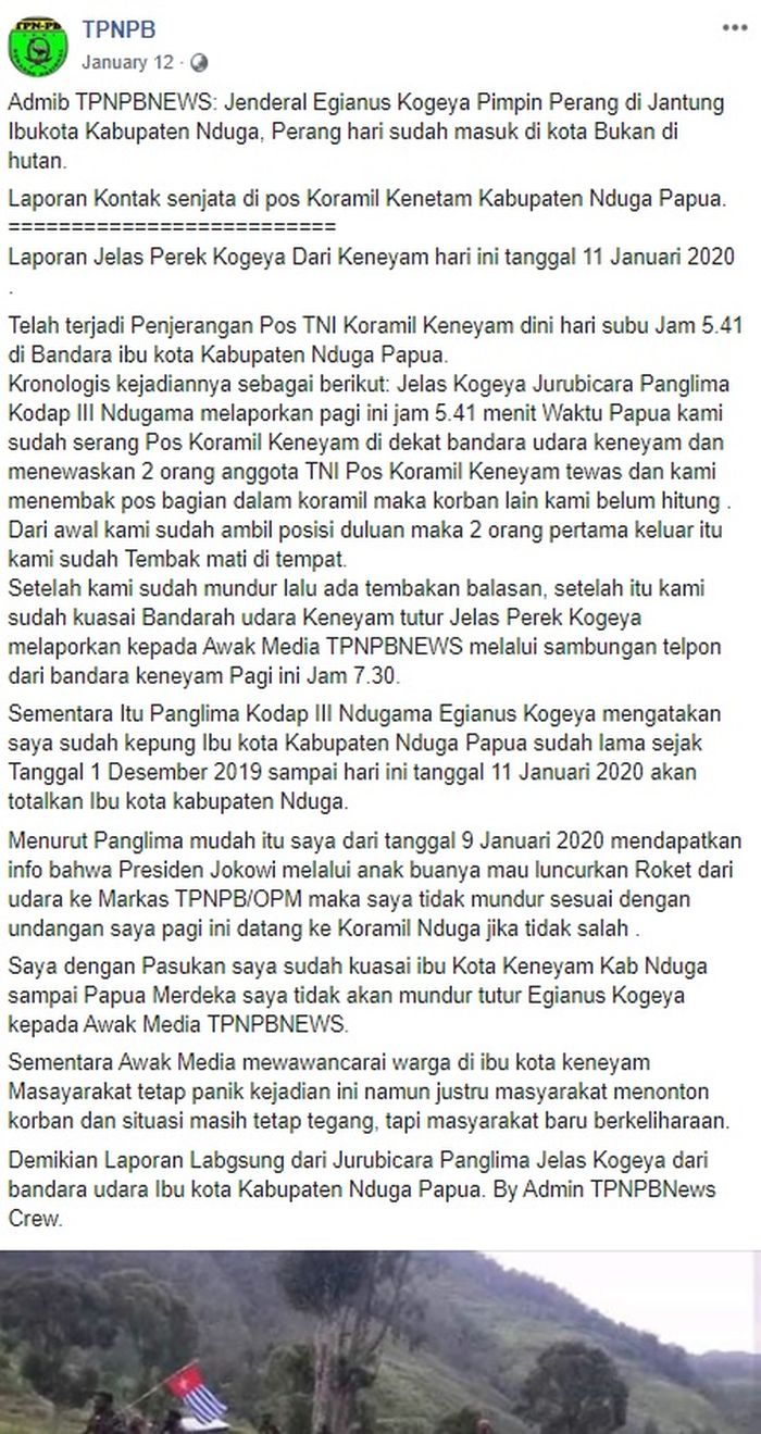 Aksi koboi Egianus Kogoya si pelanggar HAM berat, harus segera ditangkap untuk jalani proses pengadilan kejahatan perang