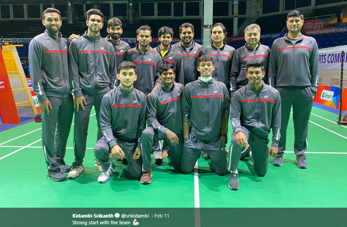 Skuad tim putra India berpose jelang Kejuaraan Beregu Asia 2020 di Rizal Memorial Coliseum, Manila, Filipina. 