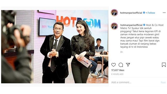 Unggahan Hotman Paris yang menyindir balik KPI Pusat