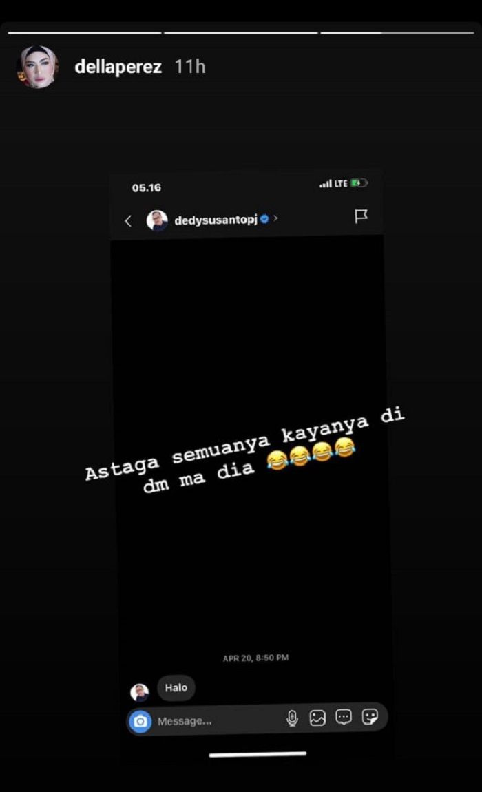 Unggahan adik Julia Perez, Della Perez usai tahu dirinya dikirimi DM oleh Dedy Susanto