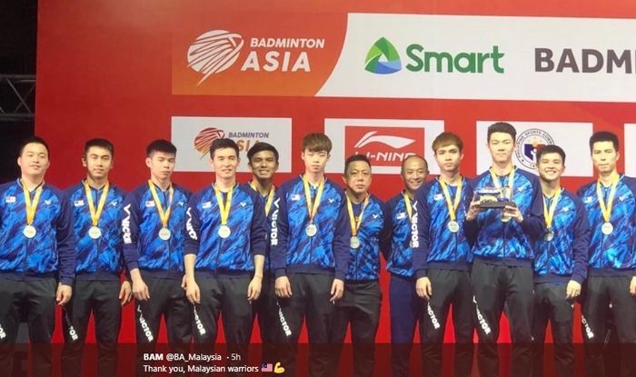 Tim bulu tangkis putra Malaysia menjadi runner-up Kejuaraan Beregu Asia 2020 setelah kalah dari Indonesia pada final di Rizal Memorial Coliseum, Manila, Filipina, 16 Februari 2020.