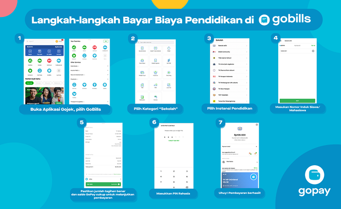 Cara membayar SPP lewat GoBills di GoPay.