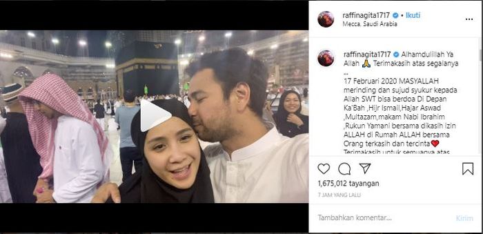 unggahan Raffi dan Nagita ketika rayakan ulang tahun di Mekah.