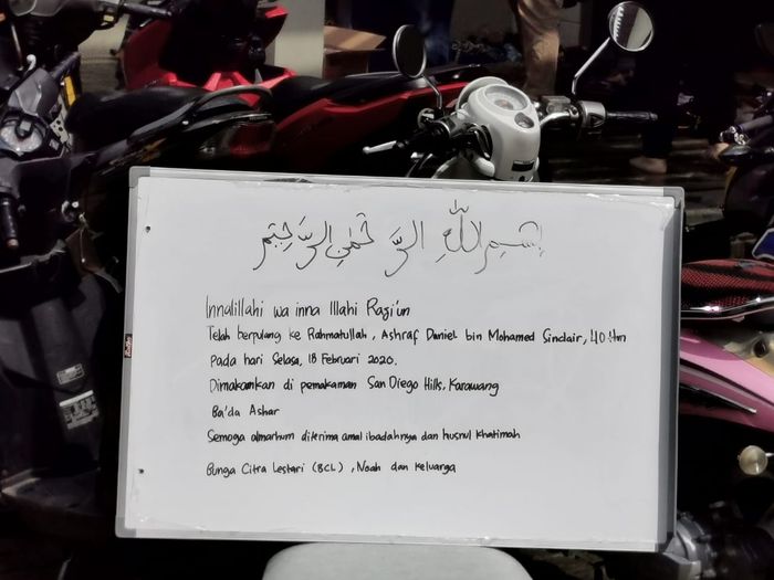 infromasi pemakaman Ashraf Sinclair