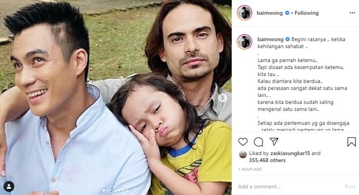 Curhatan Baim Wong yang merasa kehilangan sahabat baik, Ashraf Sinclair