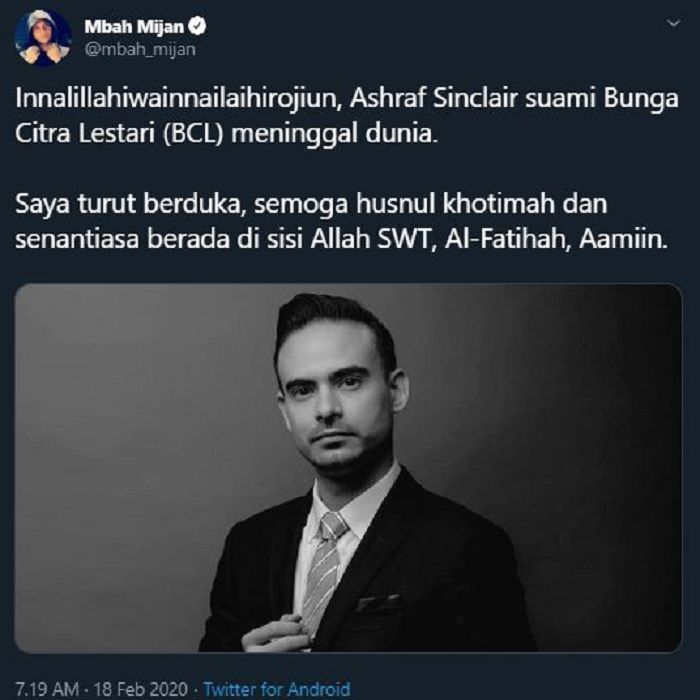 Ungkapan duka cita dari Mbah Mijan atas kepergian Ashraf Sinclair