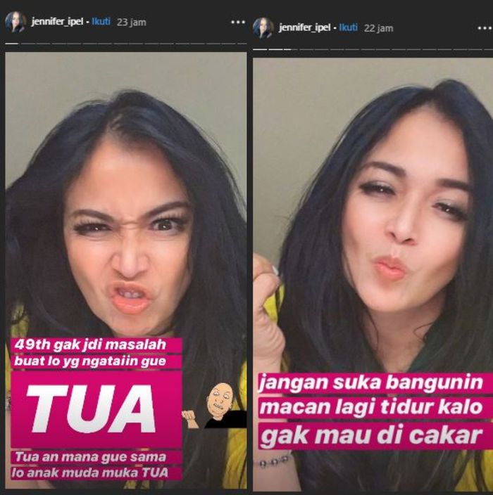 Unggahan instastory Jennifer Jill yang diduga sindir Ajun Perwira.