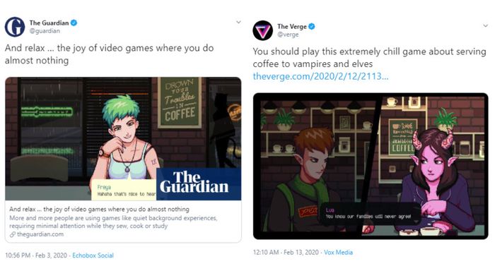 The Guardian and The Verge discuss the game Coffee Talk