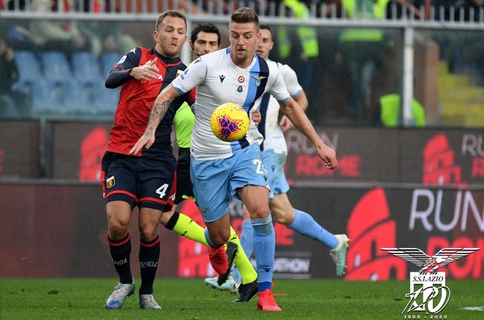 Sergej Milinkovic-Savic dalam laga Genoa versus Lazio pada pekan ke-25 Liga Italia, Minggu (23/2/2020) di Luigi Ferraris.