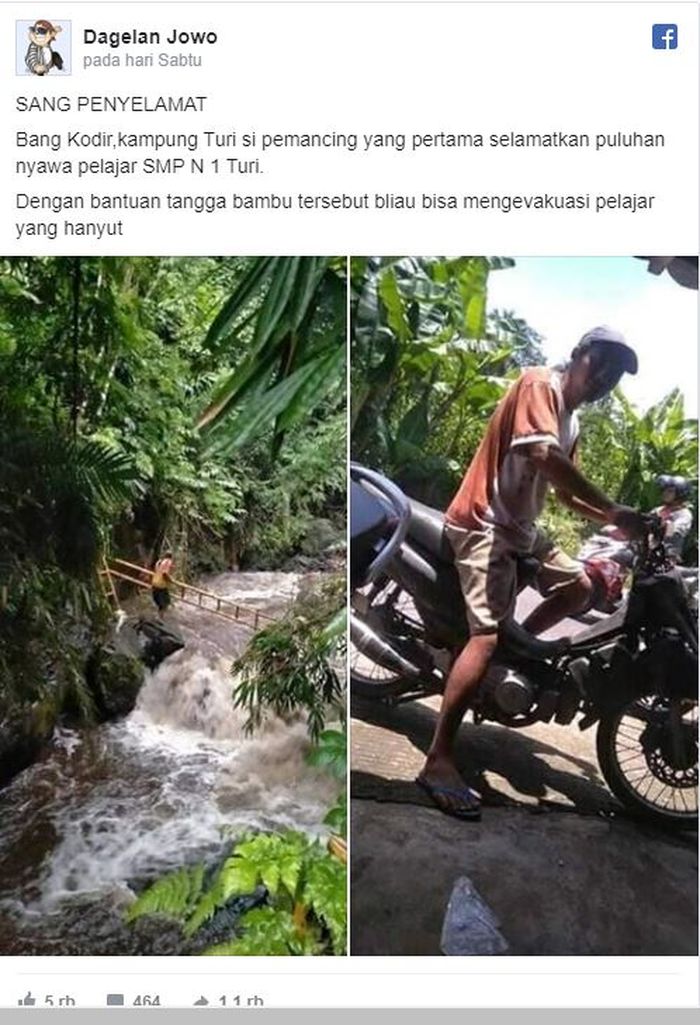Kodir penyelamat siswa susur sungai