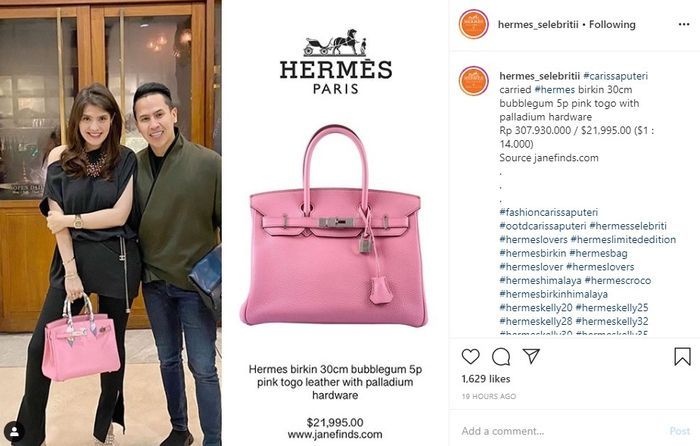 Harga Tas Carrisa Putri 370 juta