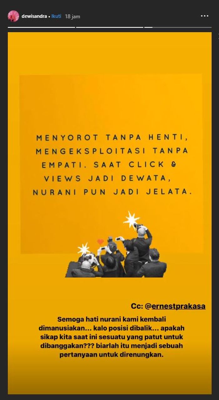 Unggahan Instagram Stroy Dewi Sandra
