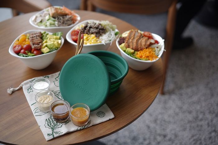 Besides an array of scrumptious salad options, SaladStop! also offers eco-friendly plate and eating utensils.