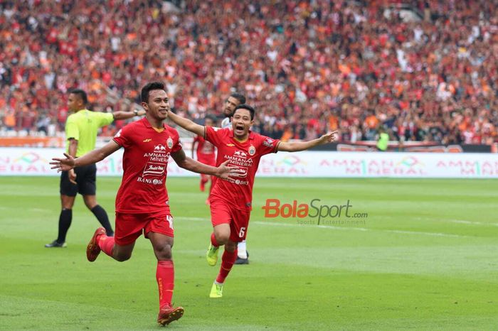 Osvaldo Haay, merayakan gol yang dicetaknya dalam laga Persija vs Borneo FC di pekan pertama Shopee Liga 1 2020, Minggu (1/3/2020) di Stadion Utama Gelora Bung Karno, Jakarta.
