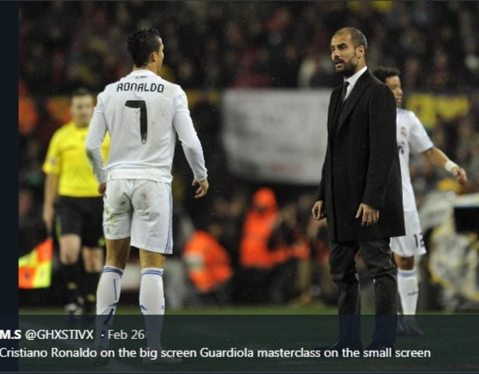 Perselisihan Cristiano Ronaldo dan Pep Guardiola dalam duel Real Madrid versus Barcelona, 29 November 2010.