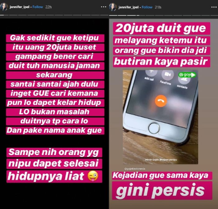 Luapan kekesalan Jennifer Jill lantaran jadi korban penipuan oknum tak bertanggung jawab.