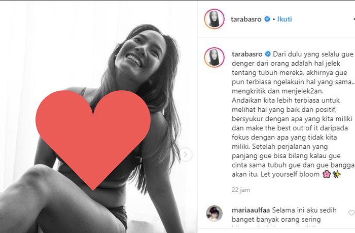 Tara Basro memamerkan lipatan perut dan stretch mark pada tubuhnya.tangkap layar instagram @tarabasro.