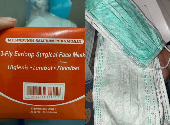 Masker seharga Rp 330 ribu yang ternyata berisi masker bekas
