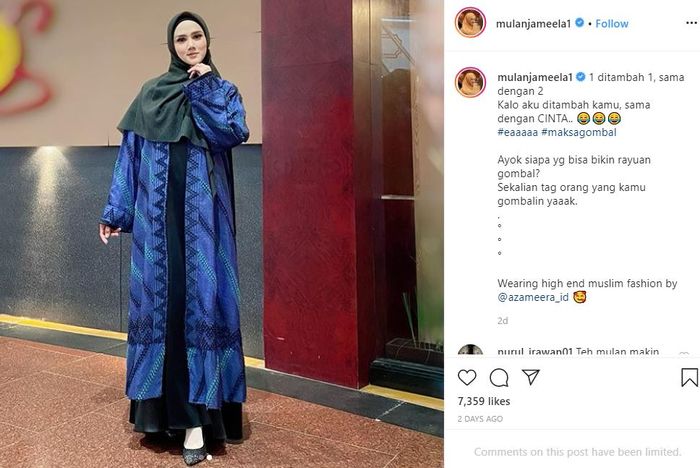 Caption Mulan Jameela di unggahan terbarunya