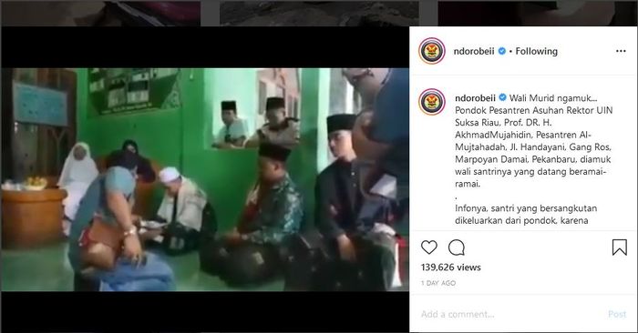 Viral di media sosial wali santri ngamuk di pondok pesantren.