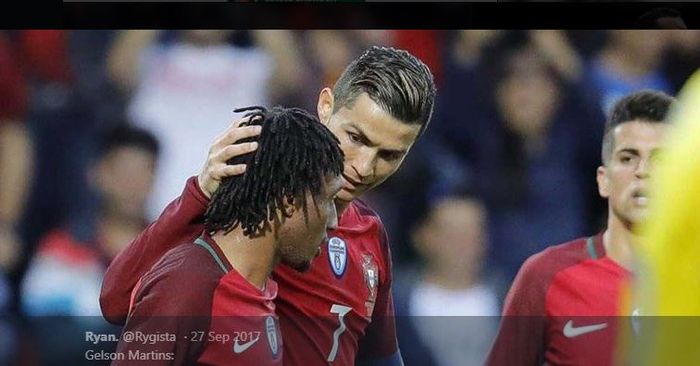 Gelson Martins dan Cristiano Ronaldo saat memperkuat timnas Portugal.