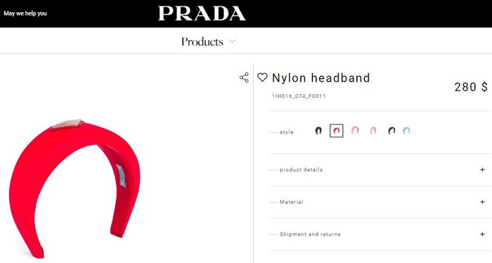 Nylon headband dari brand Prada.