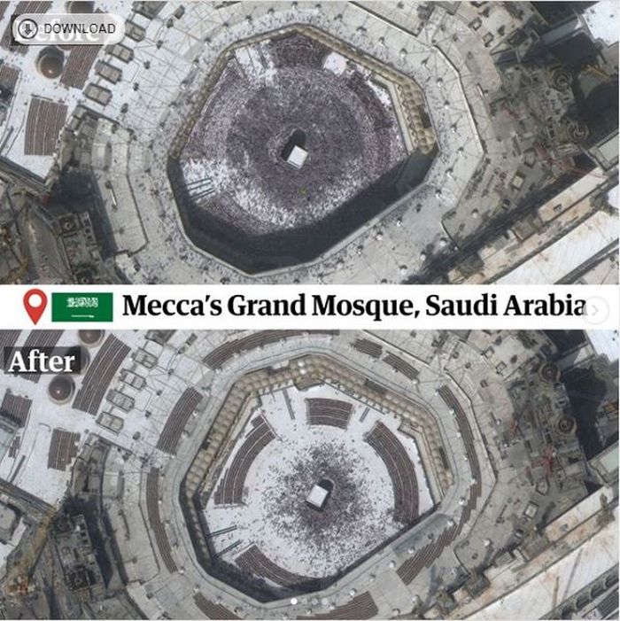 Suasana Makkah sebelum dan sesudah wabah virus corona
