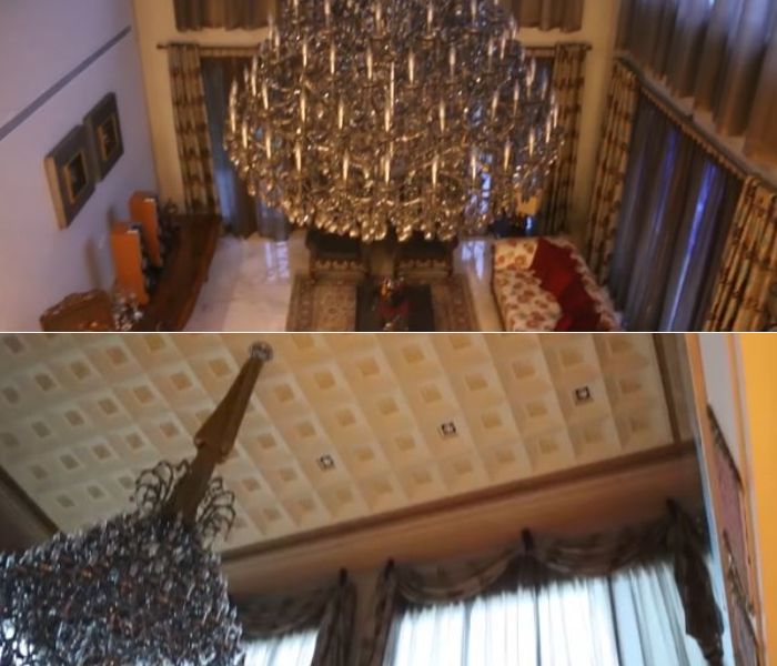 Tamu dan ornamen pada plafon ruang tengah 