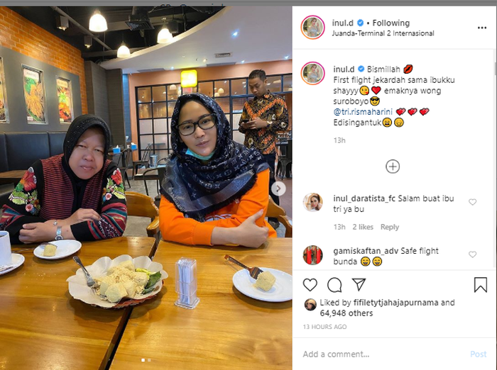 Inul Daratista bersama Tri Rismaharini walikota Surabaya