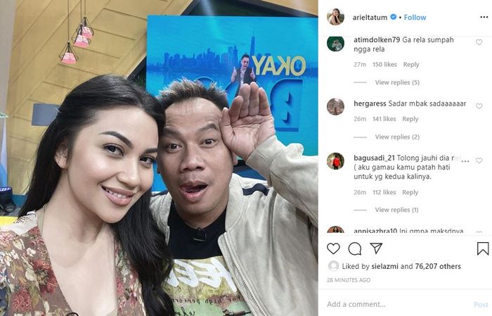 Komentar netizen di unggahan terbaru Ariel Tatum