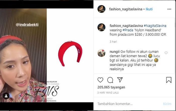Tangkap layar harga bando Nagita Slavina