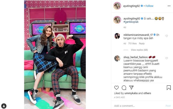 Komentar nyai di <a href='https://jambi.tribunnews.com/tag/instagram' title='Instagram'>Instagram</a> <a href='https://jambi.tribunnews.com/tag/ayu-ting-ting' title='Ayu Ting Ting'>Ayu Ting Ting</a>