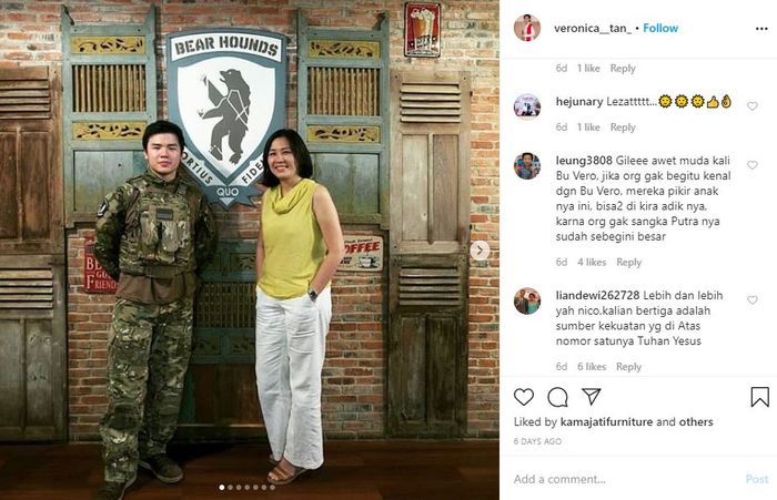 Komentar netizen yang memuji Veronica Tan semakin cantik