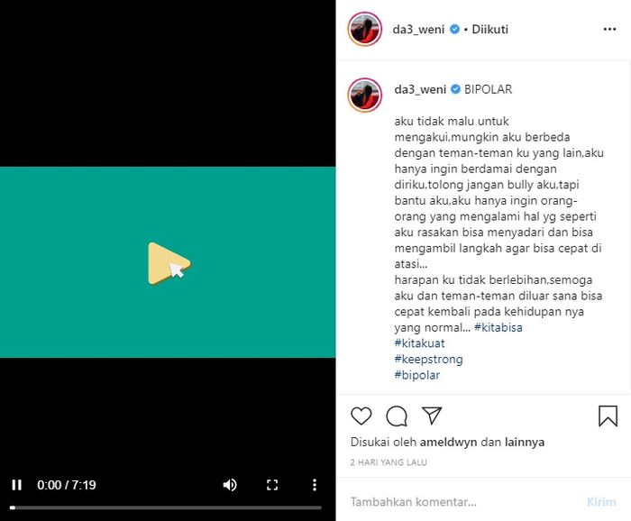 Unggahan Weni Wahyuni.