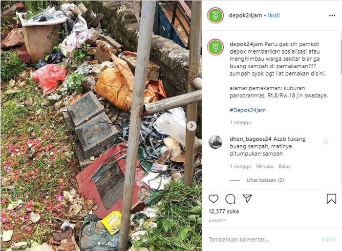 Unggahan akun Instgaram @depok24jam