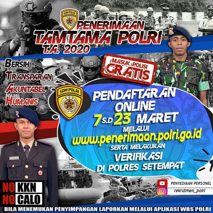 Penerimaan Tamtama Polri tahun 2020
