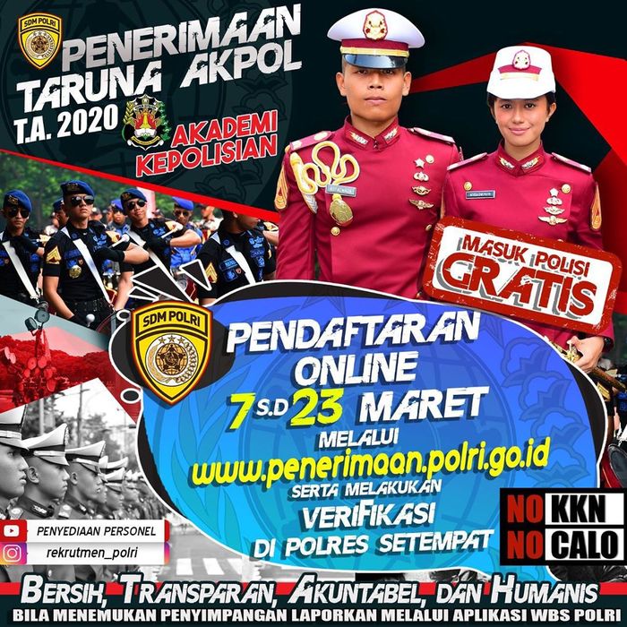 Penerimaan Taruna-Taruni Akpol tahun 2020