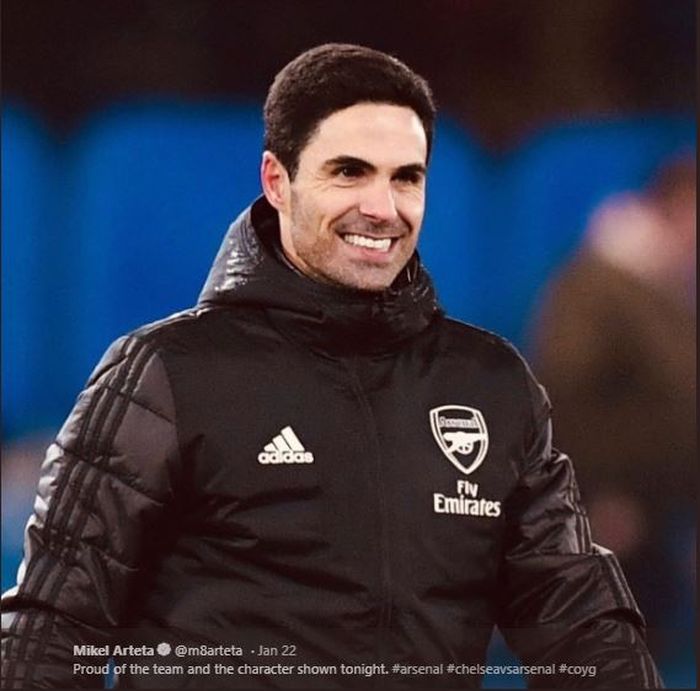 Mikel Arteta saat memimpin Arsenal dalam suatu pertandingan di kompetisi Liga Inggris 2019-2020.