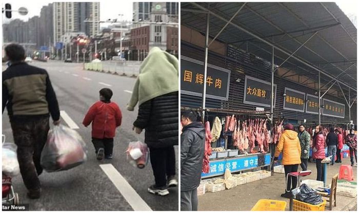 Pasar Wuhan sudah ramai dan normal.Kolase/eva.vn